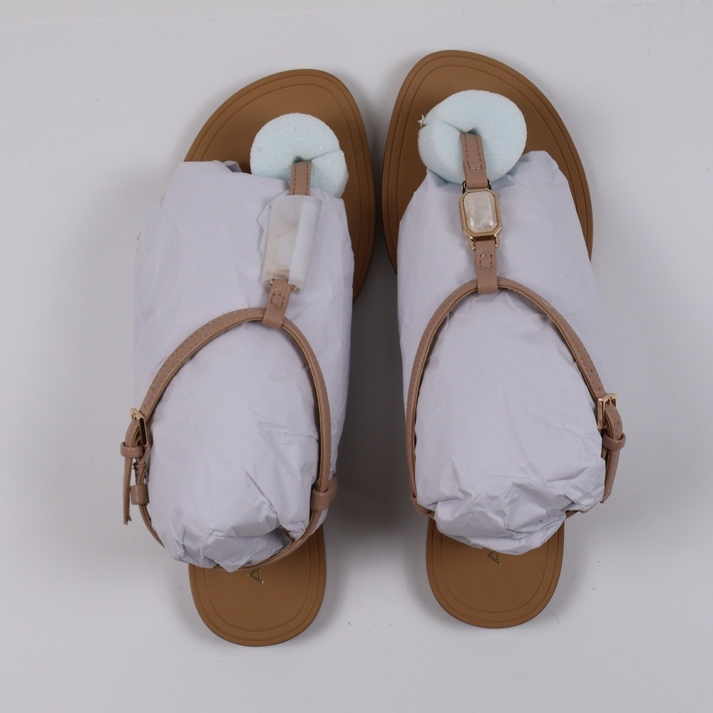 ALDO Sandal T-Strap Flat Sandstone Tan Solid Size 8 NWT